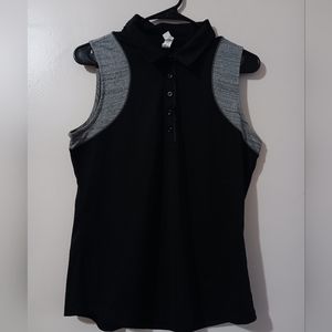 Under Armour Womens HEATGEAR Front Button Detail Shirt Sleeveless Black Size L